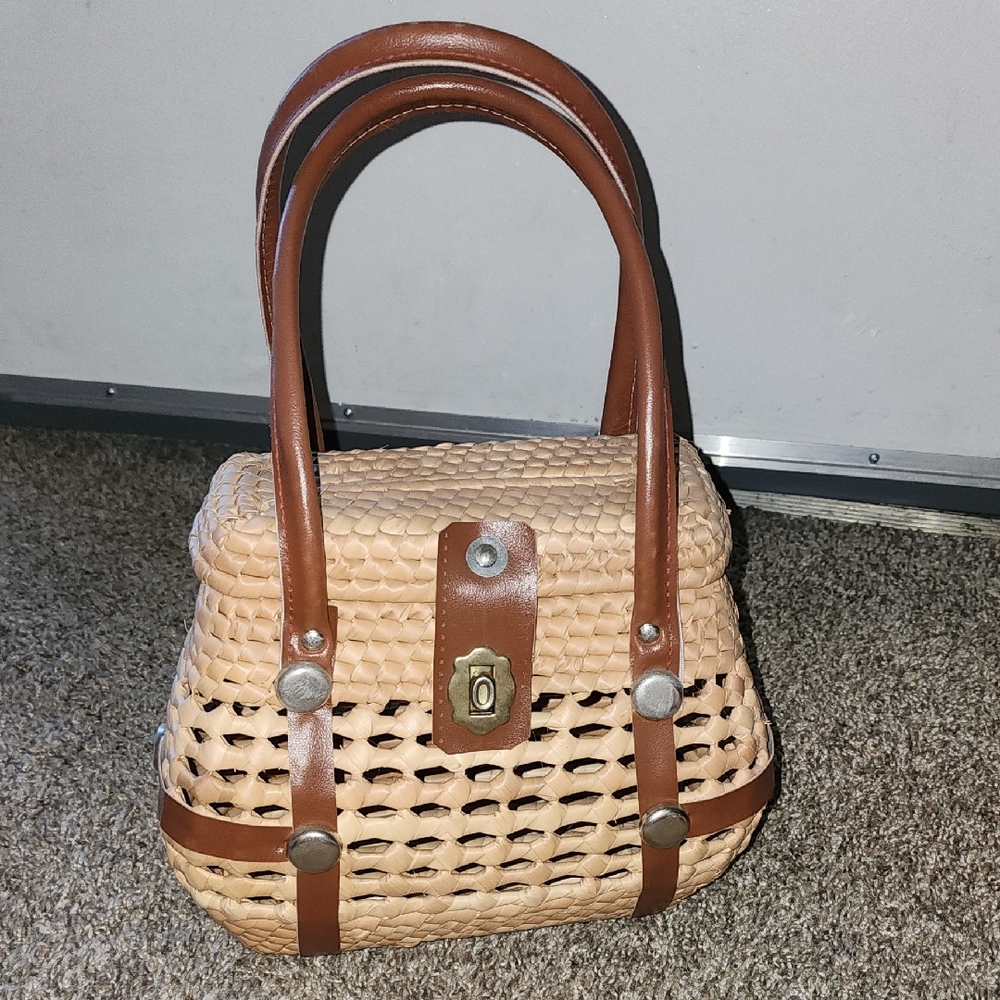 Mayan Handmade In Oaxaca Elegant Tan Woven Satchel Bag